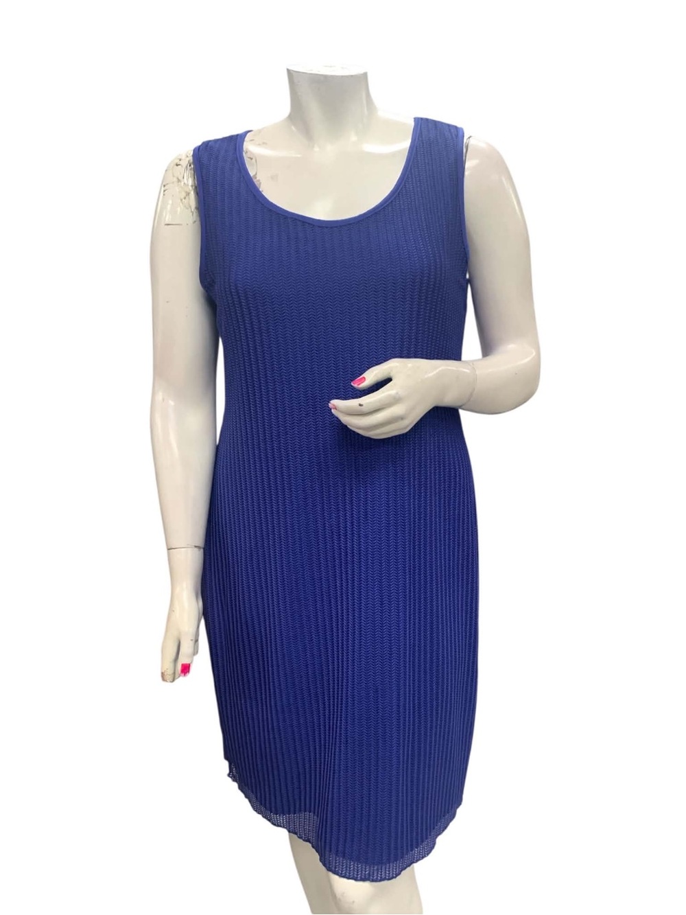 Sears Sleeveless Royal Blue Ribbed Midi Dress Size XL